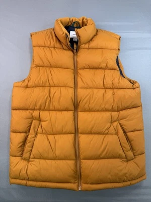 Old Navy Mens Orange Zip Front Quilted Puffer Vest Size Large - Image 1 of 4