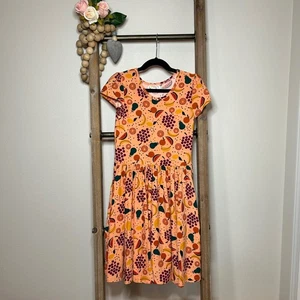 Dot Dot Smile Kinder Kleid Größe 7 Pfirsich Obst Print Kurzarm Freizeit Süß - Bild 1 von 7