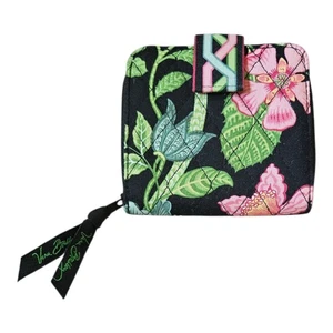 Cartera retirada Vera Bradley Botanica negra con estampado floral doble pliegue - Imagen 1 de 7