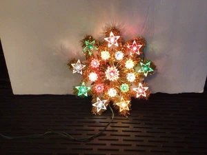 Topper Albero Stella Tinsel Multicolore Illuminato Vintage Si Illumina FUNZIONA - Foto 1 di 5