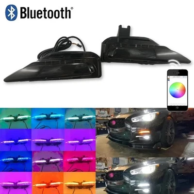 NEW RGB Smoked LED Sequential Signal Fog Lights For Infiniti Q50 Sport 2014-2022 - Image 1 of 4