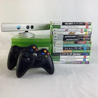 Microsoft Xbox 360 2x Controllers, 1x Kinect, 22x Games | Untested (B7) CP#8764 - Image 1 of 4