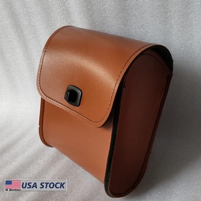 Bolsa de herramientas lateral universal de cuero para almacenamiento de bicicletas de cuero PU marrón Foto 1 de 4