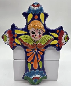 Televera Ceramic Hand Painted Colorful Wall Cross Mexico 9.5" - Picture 1 of 5