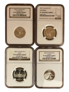 2007 S NGC PF70 UCAM - US Mint SILVER Proof 4 Coin State Quarter Set, MISSING WA - Picture 1 of 6
