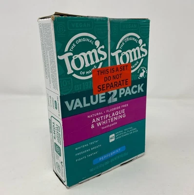 Tom’s of Maine Antiplaque & Whitening Toothpaste, Fluoride-Free, Peppermint - Image 1 of 4