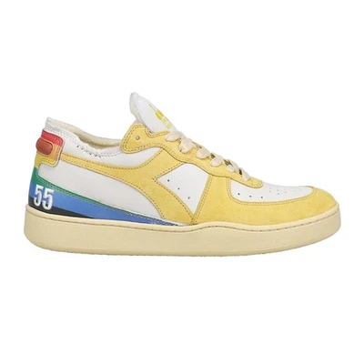 Zapatillas deportivas diadora Mi Basket corte fila Denver 55 perforadas con cordones amarillas para hombre Cas Foto 1 de 4