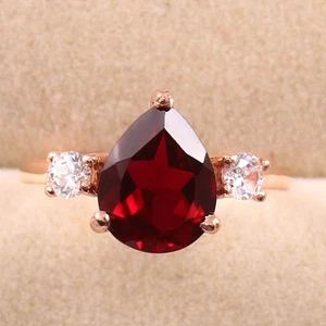 5.30carat Pear Shape Natural Ruby & Diamond Ring Real 100% 14k SOLID Rose Gold - Picture 1 of 11