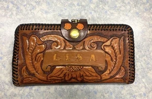 Vintage Frida Kahlo Handmade Leather Wallet Durable Mexican 70s 80s Design - Picture 1 of 7