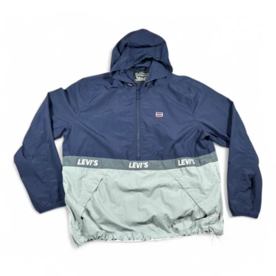 Levis Jacket Adult XXL Blue Gray Taslan Anorak Nylon Colorblock Windbreaker Y2K - Image 1 of 4