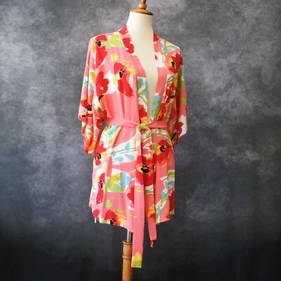 Josie Natori Estampado Floral Kimono Envoltura Salón Ropa de Dormir Bata Talla XS Foto 1 de 4