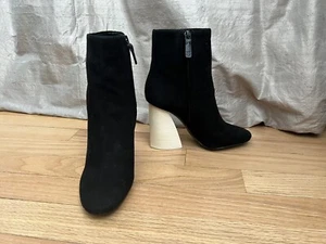 Mercedes Castillo Kyler Boots 5 35 Black Suede New High Heel Shoes - Picture 1 of 12