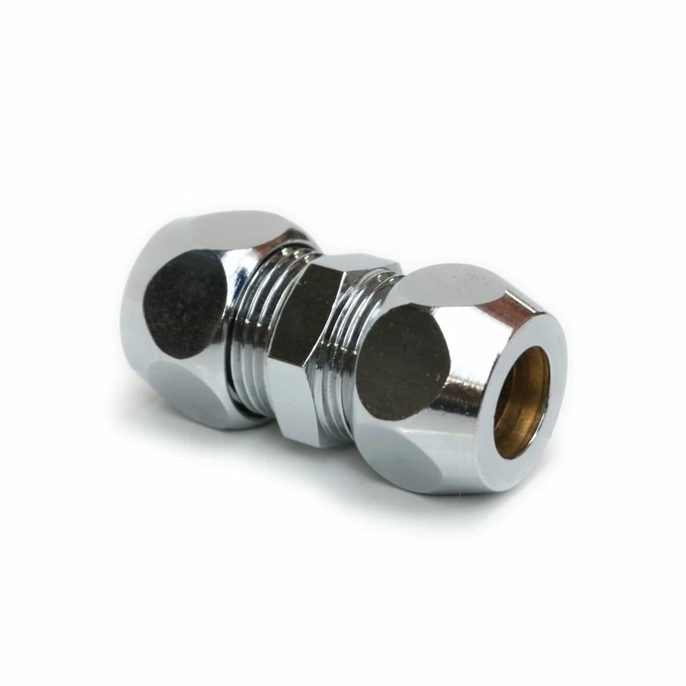 Doppel-Nippel 3/8", 10mm Quetschverschraubung für Sanitär, Kupplung für Schlauch - Bild 1 von 4