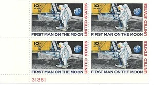 US 10 Cent First Man on the Moon plate block Scott # C76 - Picture 1 of 1