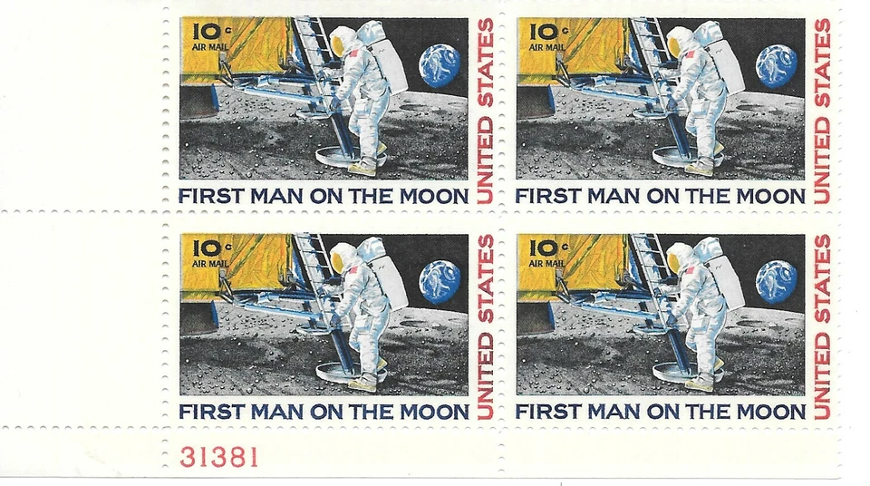 US 10 Cent First Man on the Moon plate block Scott # C76 - Image 1 of 1