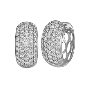 1.00 Carat Natural Diamond Hoop Huggie Earrings G SI 14K White Gold - Picture 1 of 1