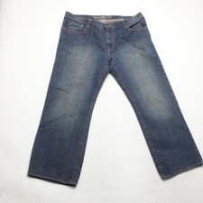 Old Navy Men's Size 42x32 Blue Straight Leg Dark Wash Cotton Blend Denim Jeans