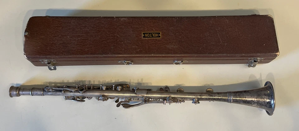 Clarinete de metal vintage Holton Collegiate de una pieza cuerno de alce con Wi. Años 40 para restaurar Foto 1 de 4