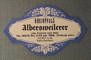 Old Wine Label Bottle Neck Label Albersweilerer Rheinpfalz Horst Steinheim - Picture 1 of 2