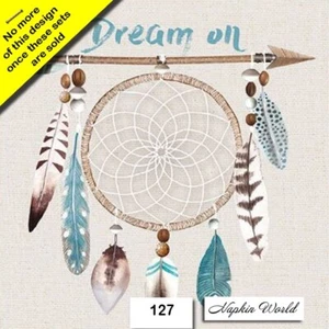 (127) ZWEI individuelle Papier Luncheon Decoupage Servietten - TRAUMFÄNGER, FEDERN - Bild 1 von 4