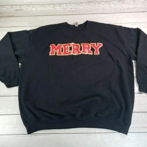 Dec 25th MERRY Christmas Sweatshirt Adult 4XL Black Oversize Red Letter Holidays - Picture 1 of 8