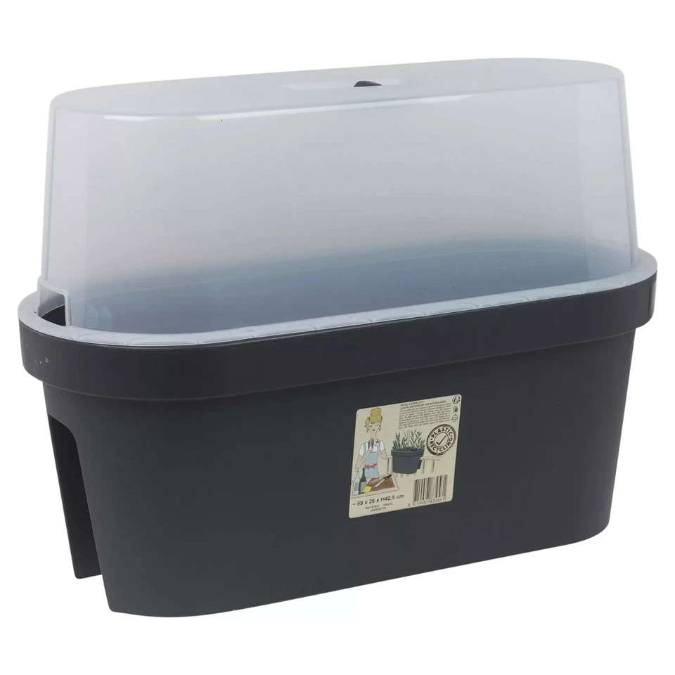 Large Outdoor Planter Greenhouse Propagator Garden Patio Flower Pot Herbs Black - Image 1 of 4