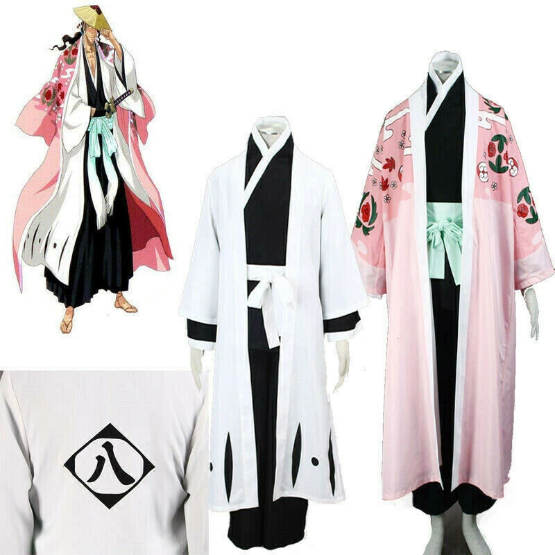 Bleach Kyoraku Shunsui Kimino Capa Abrigo Conjunto Completo Halloween Juegos con disfraces Disfraz Foto 1 de 4