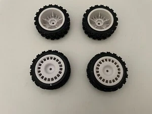 RC Car Wheels Rims & Rubber Tires 12mm Hex Hub For Tamiya TT-01 TT-02 XV-01 HSP - Picture 1 of 2