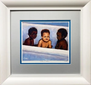 Ted Ellis "Three's a Scrub" Hand Signed CUSTOM FRAMED African American Art Black - Picture 1 of 5