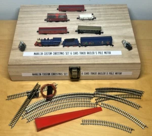 Z Scale Marklin Custom Christmas Set 5 Pole Loco 6 Cars Track Custom Wood Case - Picture 1 of 19