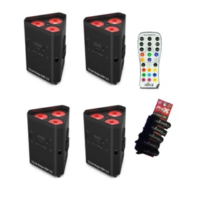 Chauvet DJ Set of 4 EZLink Wedge Q3BT ILS with IRC6 Remote + Cable Wraps - Picture 1 of 7
