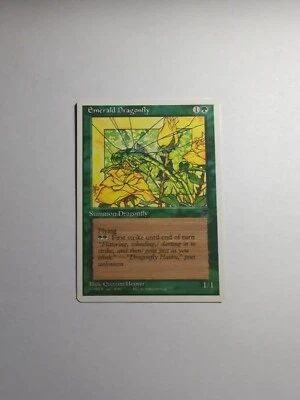 MISPRINT | MISCUT MTG Magic The Gathering Emerald Dragonfly Green Chronicles - Image 1 of 2