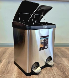 Pifco 30ltr Twin Cavity Stainless Steel Recycling Pedal Bin 206633 - Picture 1 of 3