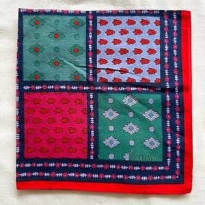 Souleiado fazzoletto vintage cotone rosso verde quadri geometrico floreale fazzoletto 18" - Foto 1 di 4