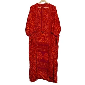 Bikini Cover Up Summer Gown Floral Sari Silk Kimono Woman's gown, SR-416 - Picture 1 of 8