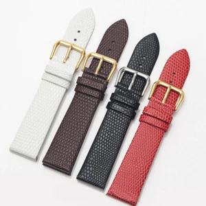 16mm 18mm 20mm Lizard Embossed Calf Genuine Leather Thin and Soft Watch Band - Picture 1 of 30