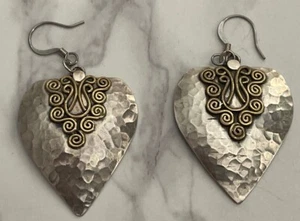 Pendientes perforados de gancho vintage de plata y oro joyería XO-63 - Imagen 1 de 9