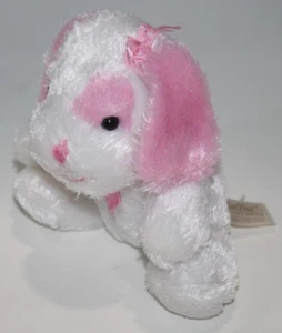 Dan Dee Valentines Dog Sits 5" White Plush Pink Ears Soft Toy Stuffed Animal Bow - Picture 1 of 11