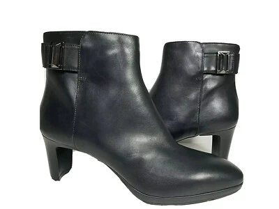 Aquatalia Mujer Botines Negro Cuero Hebilla Tacón Delgado Dallas Talla 9.5 Nuevo Foto 1 de 4