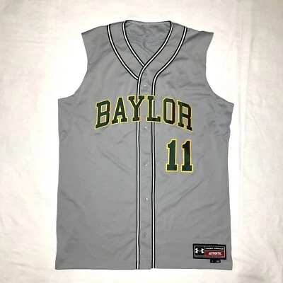 Baylor Bears Gray #11 Sewn Authentic Under Armour Sleeveless Baseball Jersey L - Image 1 of 4