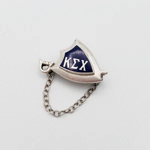 Vintage Kappa Sigma Chi Silver & Blue Enamel Fraternity Pin Shield Sword - Picture 1 of 5