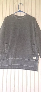 Royce Brand Sweatshirt Grey Cozy Oversized Sherpa Lined Distressed Pockets Med - Picture 1 of 10