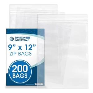 - Sacchetti Poli Plastica 9” X 12” (Conteggio 200) 2 Mil Trasparente Chiusura Zip con Rese... - Foto 1 di 6