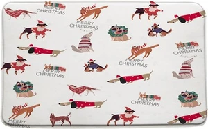 Christmas Bath Mat Dog Puppy Cute Animal Winter 18"x30", Red,brown - Picture 1 of 5