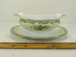 Noritake China Lanare Gravy Bowl Attached Underplate  9 inch - Picture 1 of 7