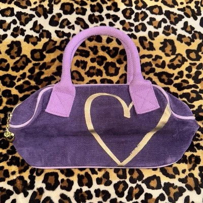 Bolso de mano pequeño Victoria's Secret púrpura terciopelo dorado corazón Y2K vintage Foto 1 de 4