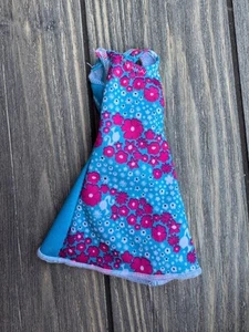 Barbie Dress Floral Print Turquoise & Pink Sleeveless A-Line Style - Picture 1 of 2