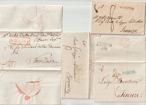 1815/38 4 x DIFF MODENA POSTMARKS ITALY PRE-STAMP 2 WRAPPERS & 2 ENTIRE LETTERS - Picture 1 of 4