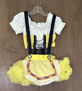 Leuchtendes gelb-weißes skandinavisches Kinderkostüm mit Hosenträgern Einheitsgröße - Bild 1 von 9