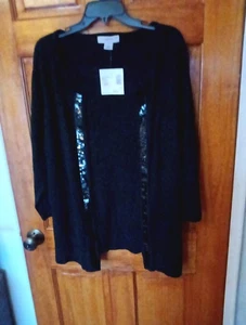 Sag Harbor Damen Strickjacke mit angenähtem Tank schwarz Größe 2X verziert Neu mit Etikett - Bild 1 von 11